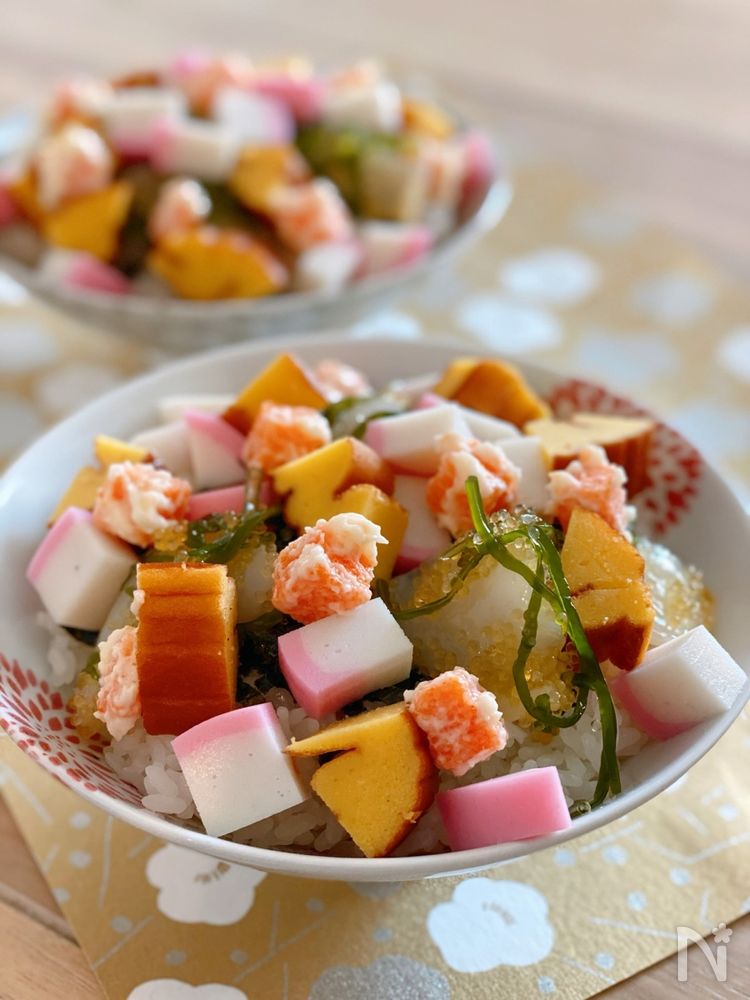 余ったおせち料理でカラフル丼