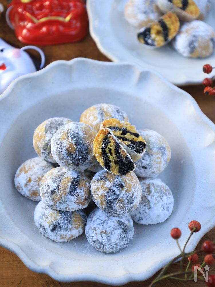 節分にコロコロ虎柄スノーボールクッキー