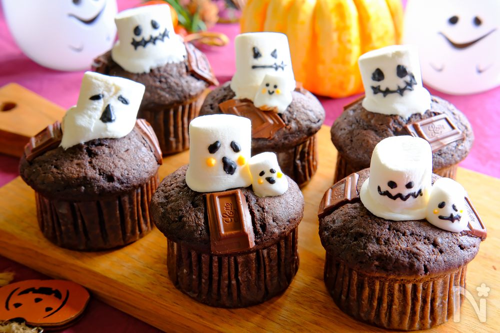 マシュマロおばけの濃厚チョコマフィン簡単これなら作れる