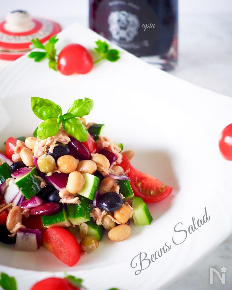 缶詰で簡単ヘルシーミックスビーンズサラダ