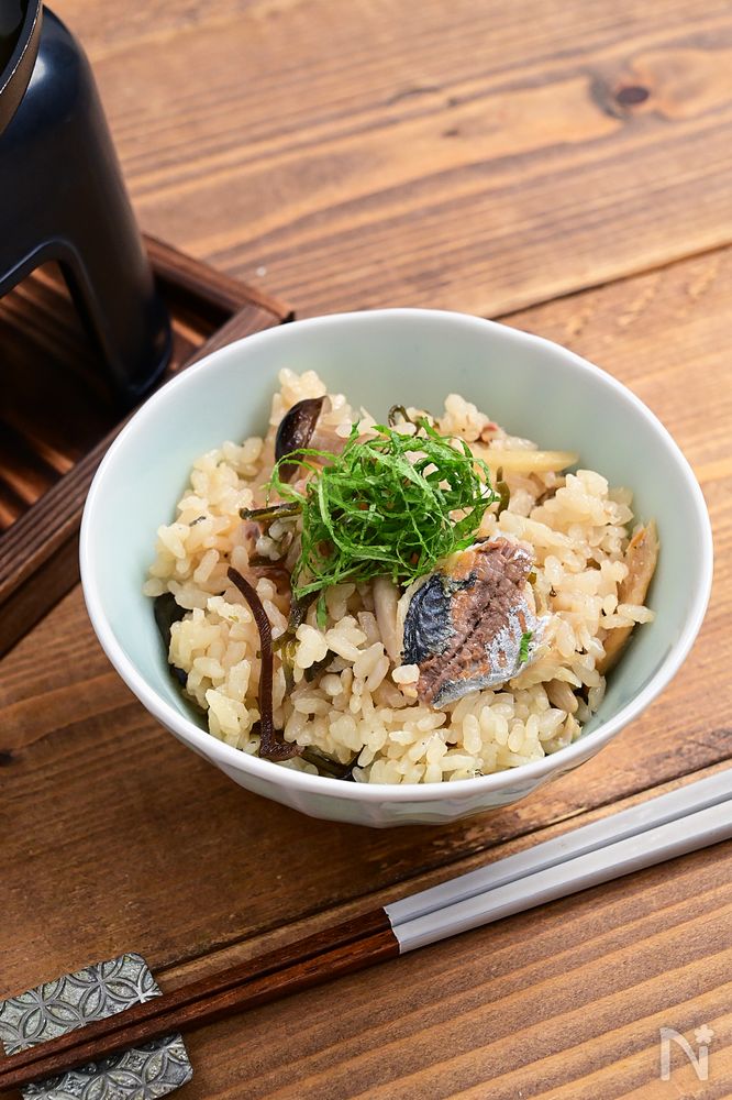 アジ塩昆布釜めし