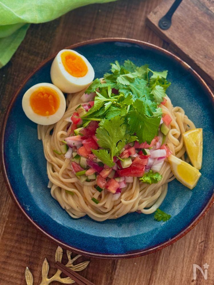 大人に嬉しい野菜たっぷり ピリ辛サルサ冷やしうどん