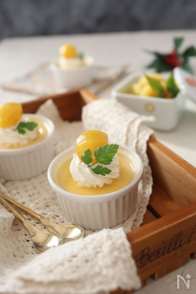 レンジで6分ラクうまおやつ栗きんとんプリン