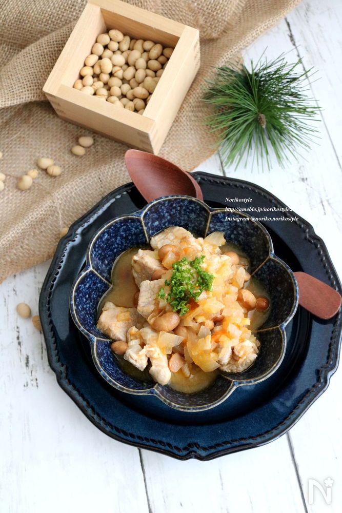 節分豆と豚肉の煮込み